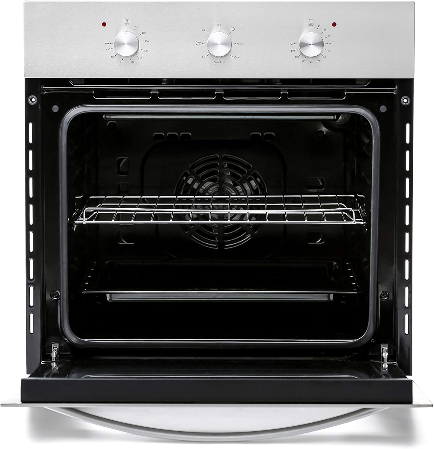 Empava Electric Single Wall Oven with 6 Cooking Functions Mechanical Knobs Control in Stainless Steel 24 Inch, XB14, Black