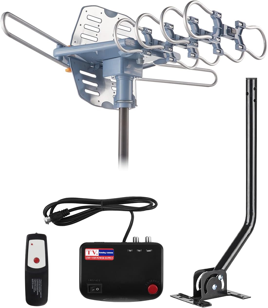 Yeceny Outdoor TV Antenna,Digital Amplified HDTV Antenna & 60 ft RG6 Coax Cable,150 Miles Long Range Wireless Remote 360 Degree Rotation Support 4K 1080P 2 TVs