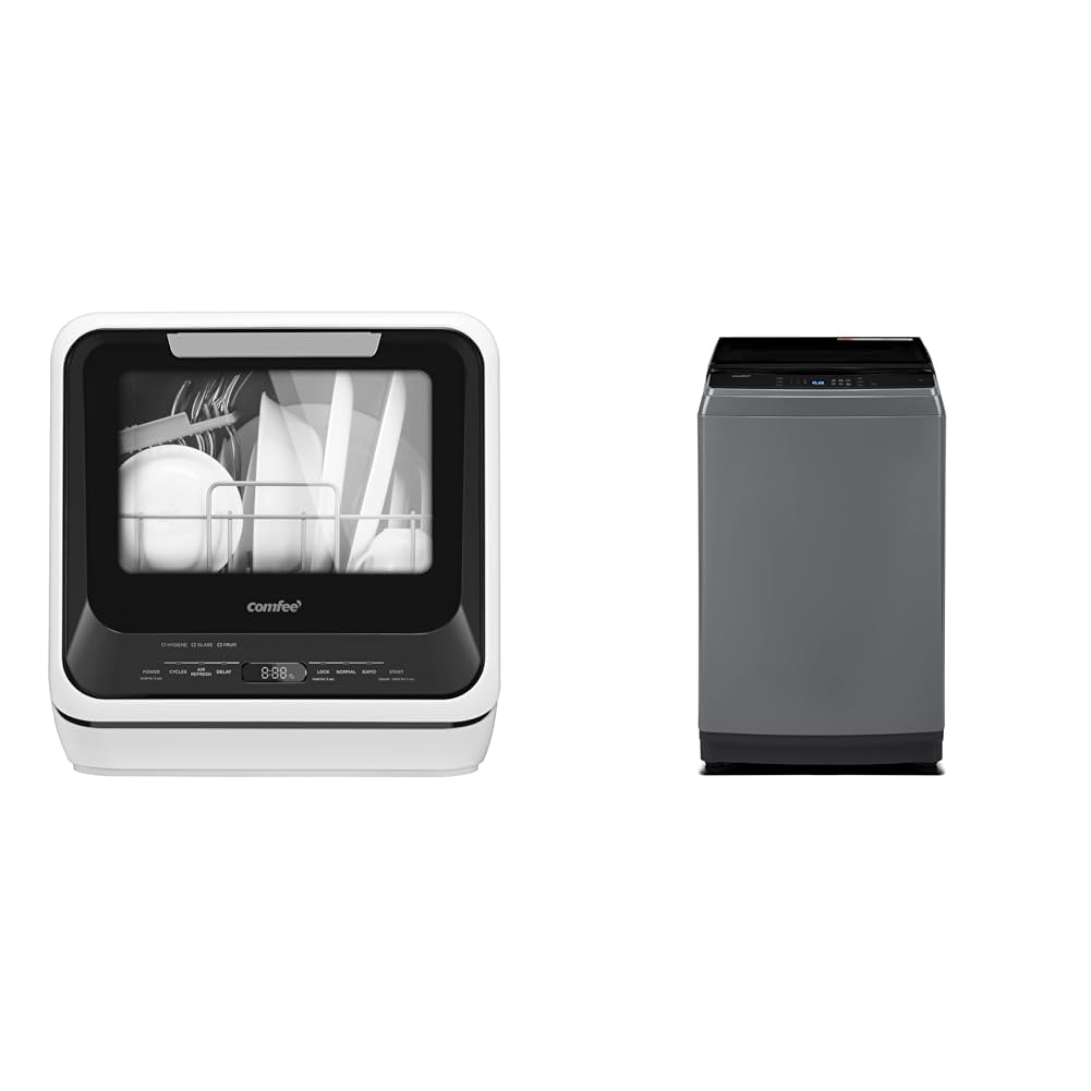 COMFEE' Portable Mini Dishwasher, Washer & Dryer Bundle with Built-in Water Tank, 8 Models, 360° Dual Spray, High-Temp Hygiene Wash