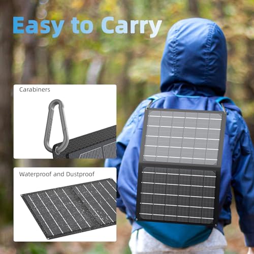 MARBERO 100W Portable Solar Panel, Foldable Solar Charger with Build-in Kickstand, Durable for Power Station, iPhone, Galaxy, Tablets, Outdoor Camping Travel, Off The Grid Living