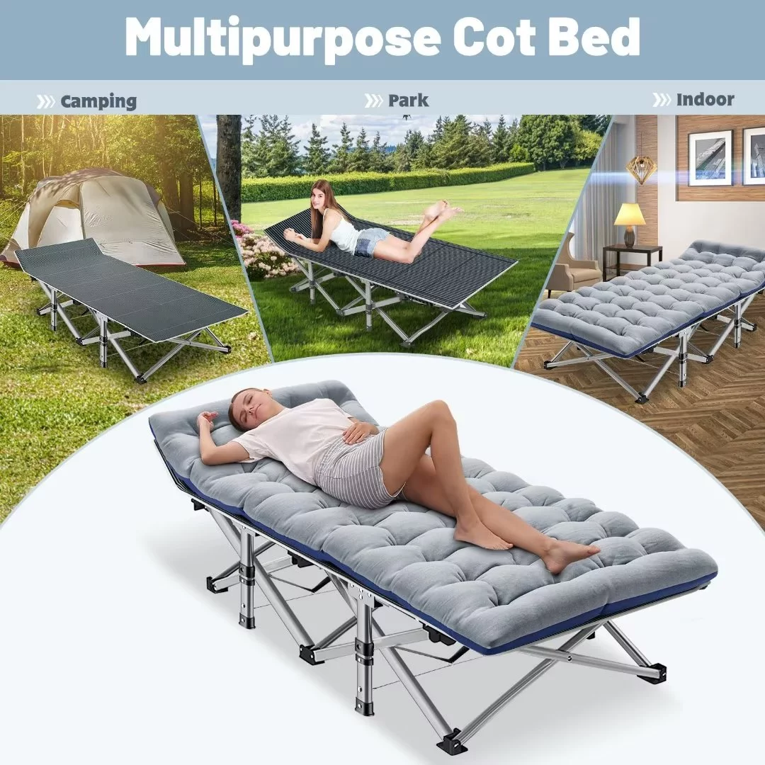 Docred Folding Camping Cots For Adults，Heavy Duty Cots For Sleeping, Travel Military Portable Cots Bed with 2-Sided Mattress & Carrying Bag