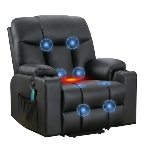 ANJ Large Power Lift Recliner Chair with Massage and Heat for Elderly Big People, Electric Wide Recliners, Heavy Duty and Safety Motion Fabric Reclining Mechanism with USB Ports, Side Pocket, Camel