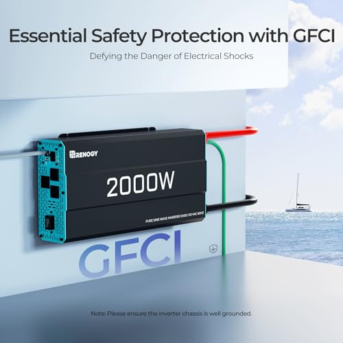 Renogy Inverter PUH, 3000W Pure Sine Wave Power Inverter with UPS Transfer Switch & Bluetooth, 12V DC to 120V AC Converter for RV, Truck, Home,Camping - 6000W Surge Power, Remote Monitoring