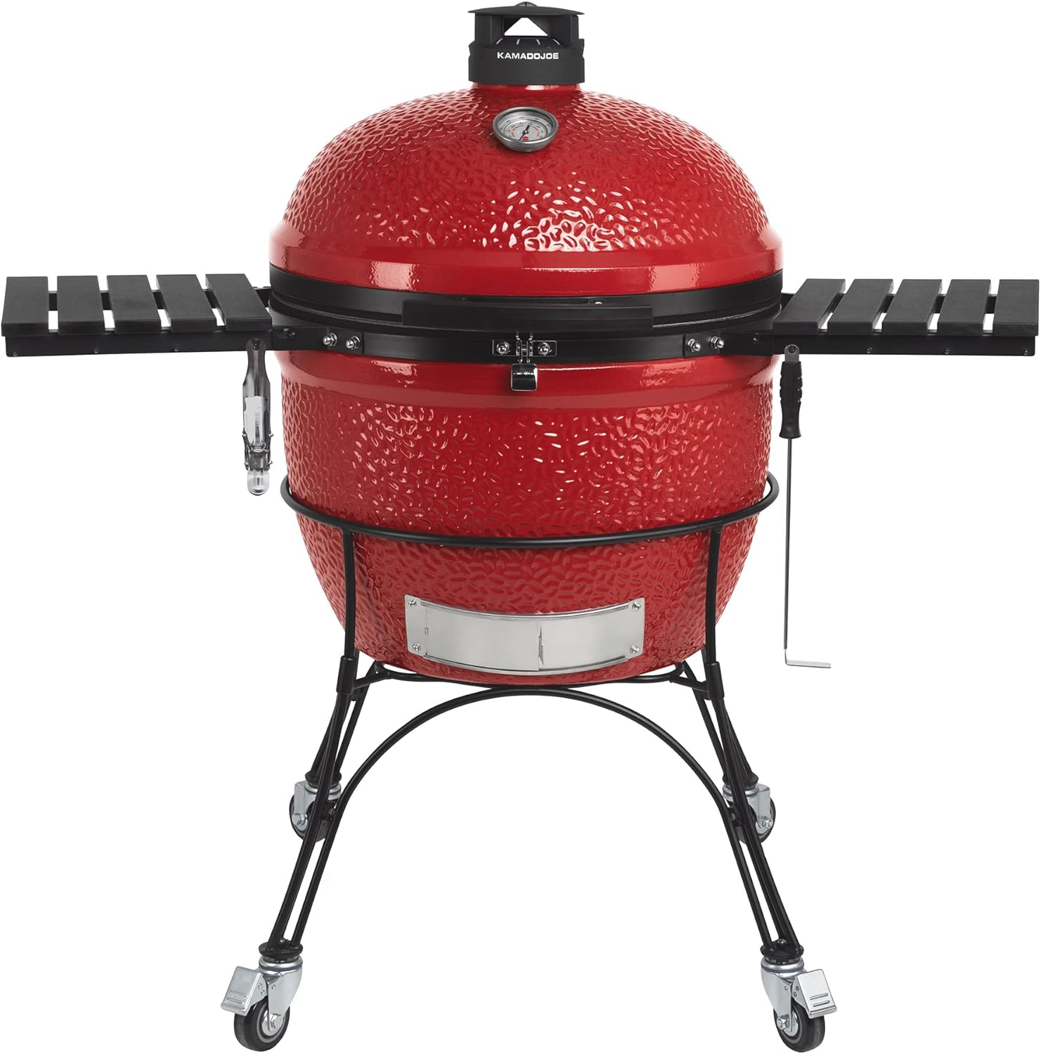 Kamado Joe BJ24RH Big Joe I 24-inch Charcoal Grill with Cart and Side Shelves, Blaze Red