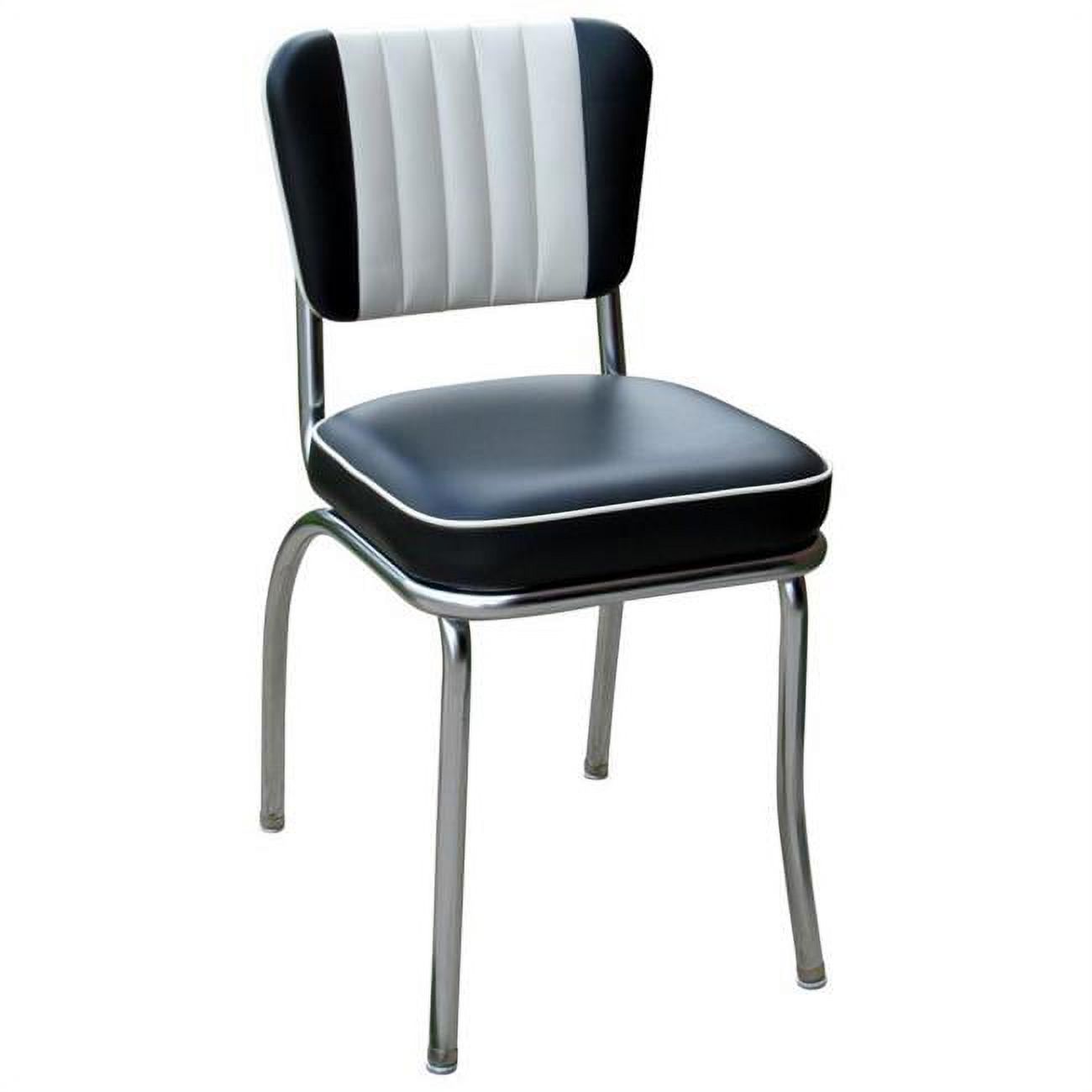 Richardson Seating Corp 4290BLK 4290 Dual Tone Channel Back Diner Chair -Black- with 2 in. Box Seat  - Chrome