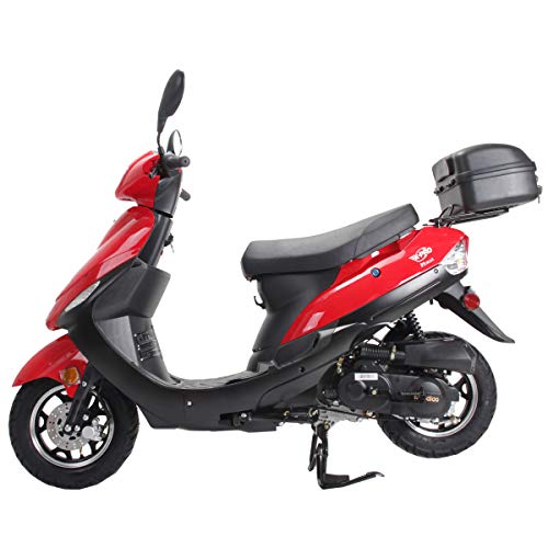 X-PRO 50cc Adult Moped Gas Moped Motorcycle 50cc with 10" Aluminum Wheels, Electric/Kick Start! (Black, Factory Package)