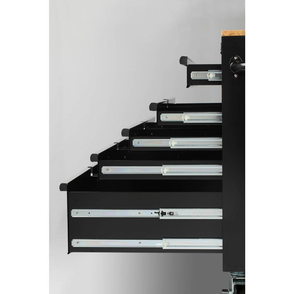 Husky 46 in. W x 24.5 in. D 9-Drawer Gloss Black Deep Tool Chest Mobile Workbench with Hardwood Top
