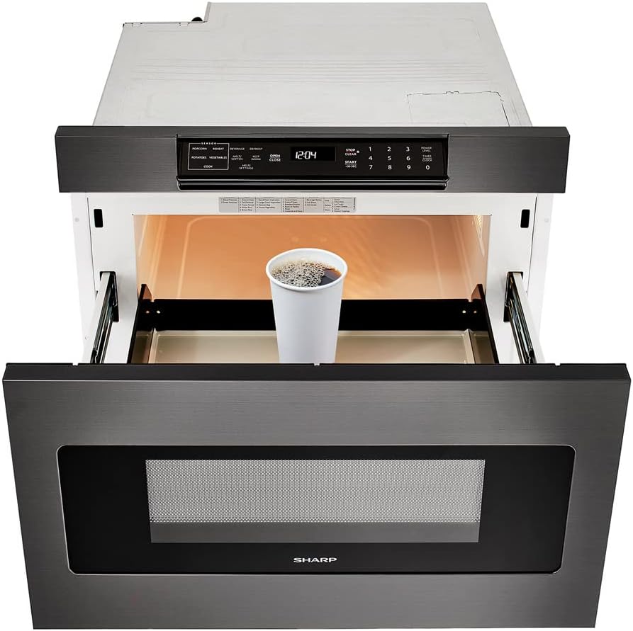 Sharp SMD2470AH 24 inch 1.2 cu. ft. 950W Microwave Drawer Oven Black Stainless Steel Bundle with 3 YR CPS Enhanced Protection Pack