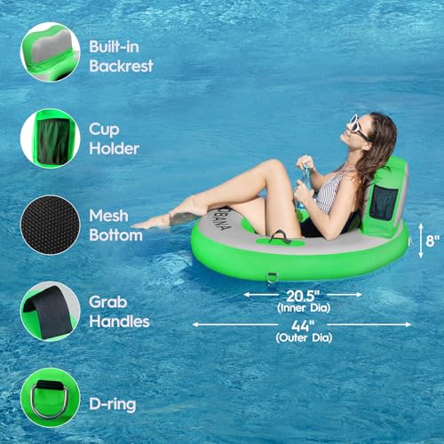 Round Floating Ring Inflatable Water Hammock Heavy Duty River Floats Lake Raft for Adults Tanning Pool Lounger Float Island Platform Pad Mat for Party