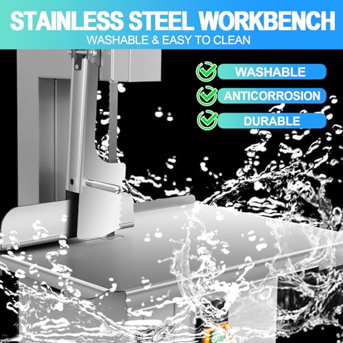 Meat Cutting Bandsaw Machine, 1500W Electric Bone Saw for Butchering with 19" x 14" Stainless Steel Workbench, 8 Saw Blades, 0.04-3.9" Cutting Thickness, Frozen Meat Cutter for Ribs (1500W)