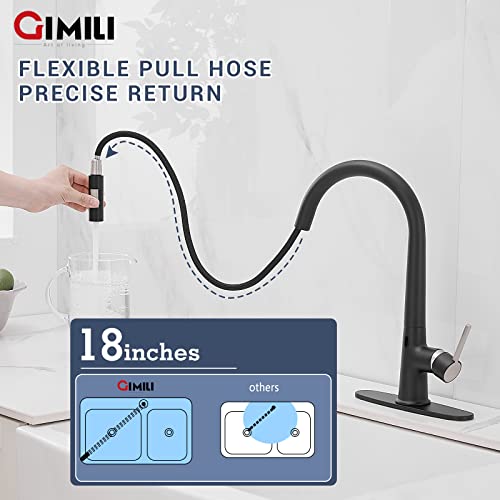 GIMILI Touchless Kitchen Faucet with AC Adapter, Brushed Nickel Motion Sensor Hands Free Smart Single Handle Kitchen Sink Faucet with Pull Down Sprayer
