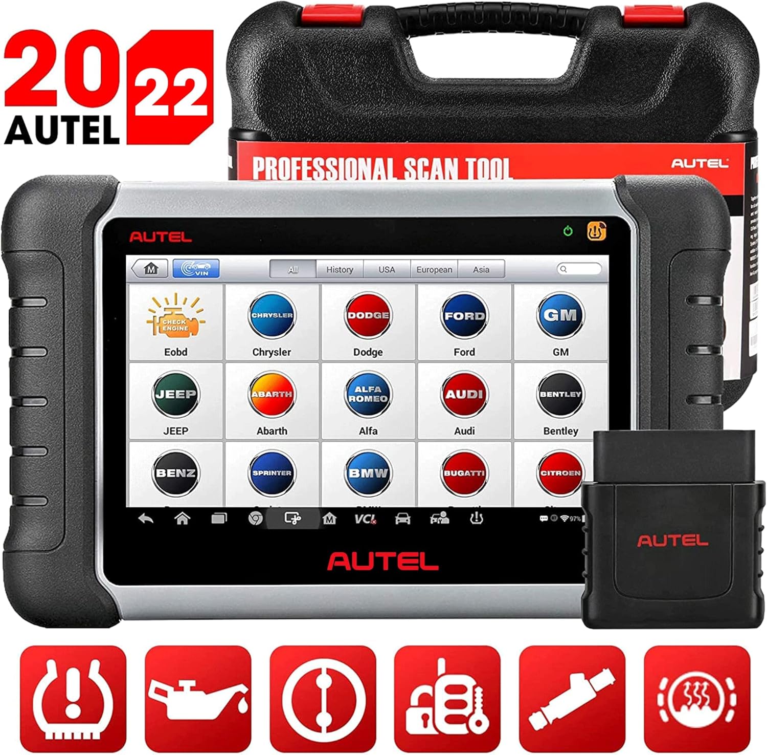 Autel MaxiCOM MK808TS Scanner 2022: Car Diagnostic Scan Tool with 28+ Service, All Systems Diagnosis, Professional TPMS Scanner for Relearn, Programming, Updated from MX808/MK808BT/MX808TS/TS601