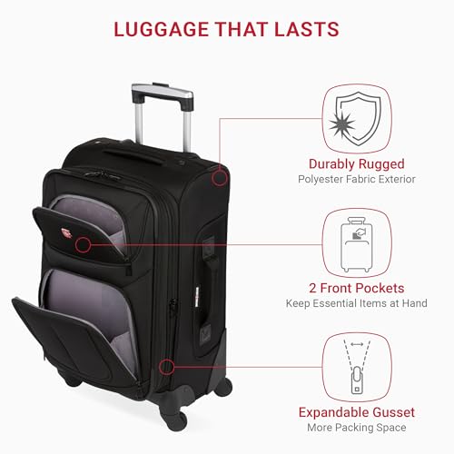 SwissGear Sion Softside Expandable Luggage, Black, Checked-Large 29-Inch