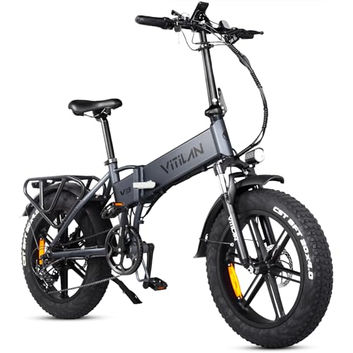 V3 Electric Bike for Adults, Folding Fat Tire Ebike 750W 20” x 4.0" 28MPH E-Bike 48V 13AH Electric Bicycle Shimano 7-Speed