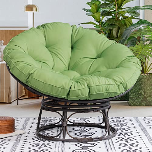 46'' Large Size Papasan Chair with Cushion and Frame Overstuffed Thickened Papasan Lounge Chair with Cushion and Frame, Lazy Chair, Circle Chair, Round Chair, Blue