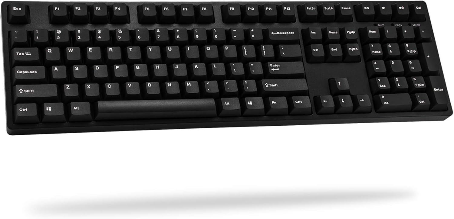 iKBC CD108 V2 Ergonomic Mechanical Keyboard with Cherry MX Black Switch for Windows and Mac, Full Size Keyboard Upgraded with Mistel PBT Double Shot Keycaps for Desktop and Laptop, Solid Build Quality