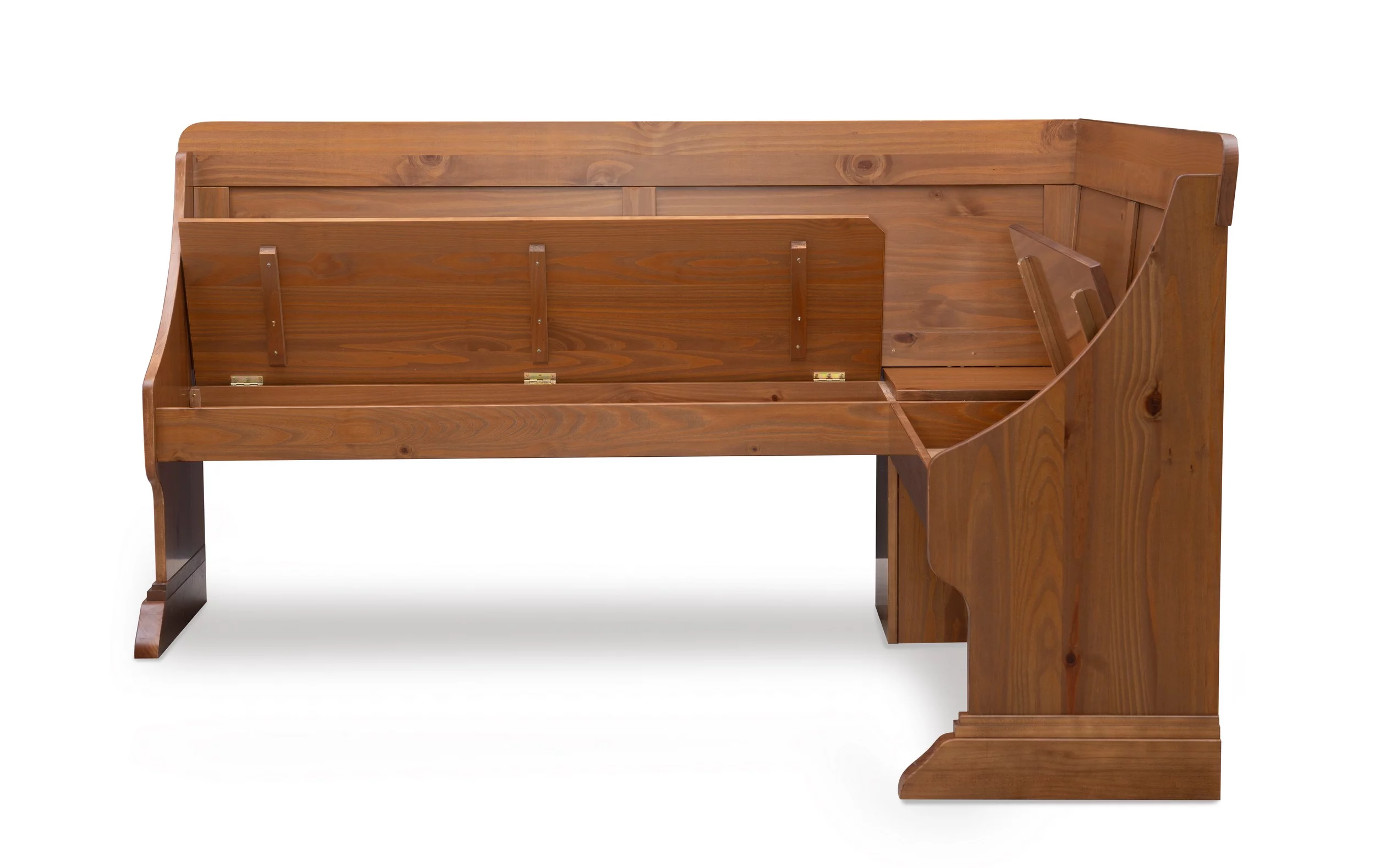 Linon Midwest Wood Corner Dining Breakfast Nook with Table and Storage, Seats 5-6, Natural Pine