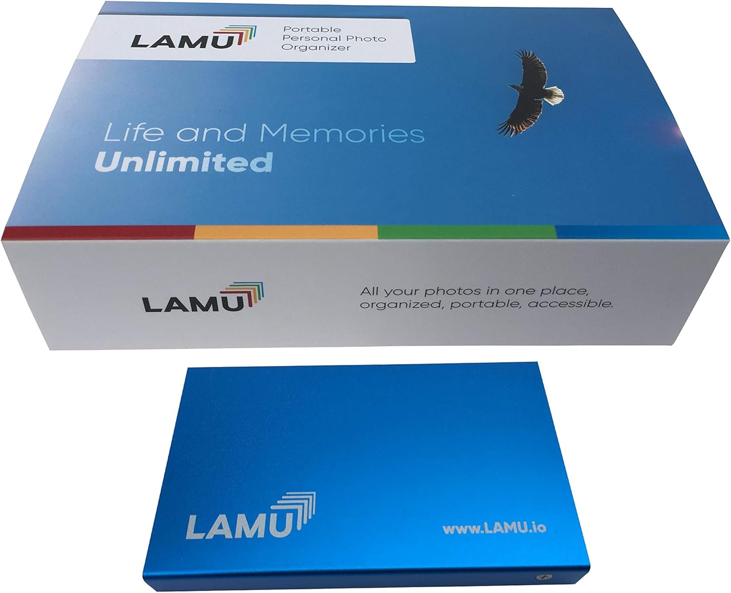 LAMU Photo Organizer 500GB - Digital Picture Manager for Windows - Software Included to Easily Organize Your Photos and Videos - Digital Photo Storage - (Charcoal Black)