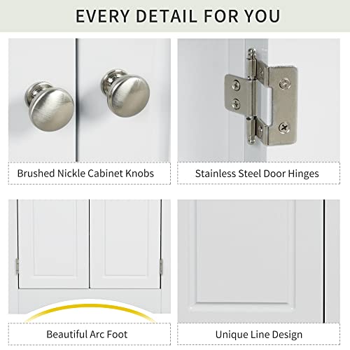 Corner Storage Cabinet, Wood Triangle Bathroom Cabinet with Adjustable Shelves, Freestanding Floor Cabinet with 2 Doors for Home Kitchen Bathroom (Grey + MDF)