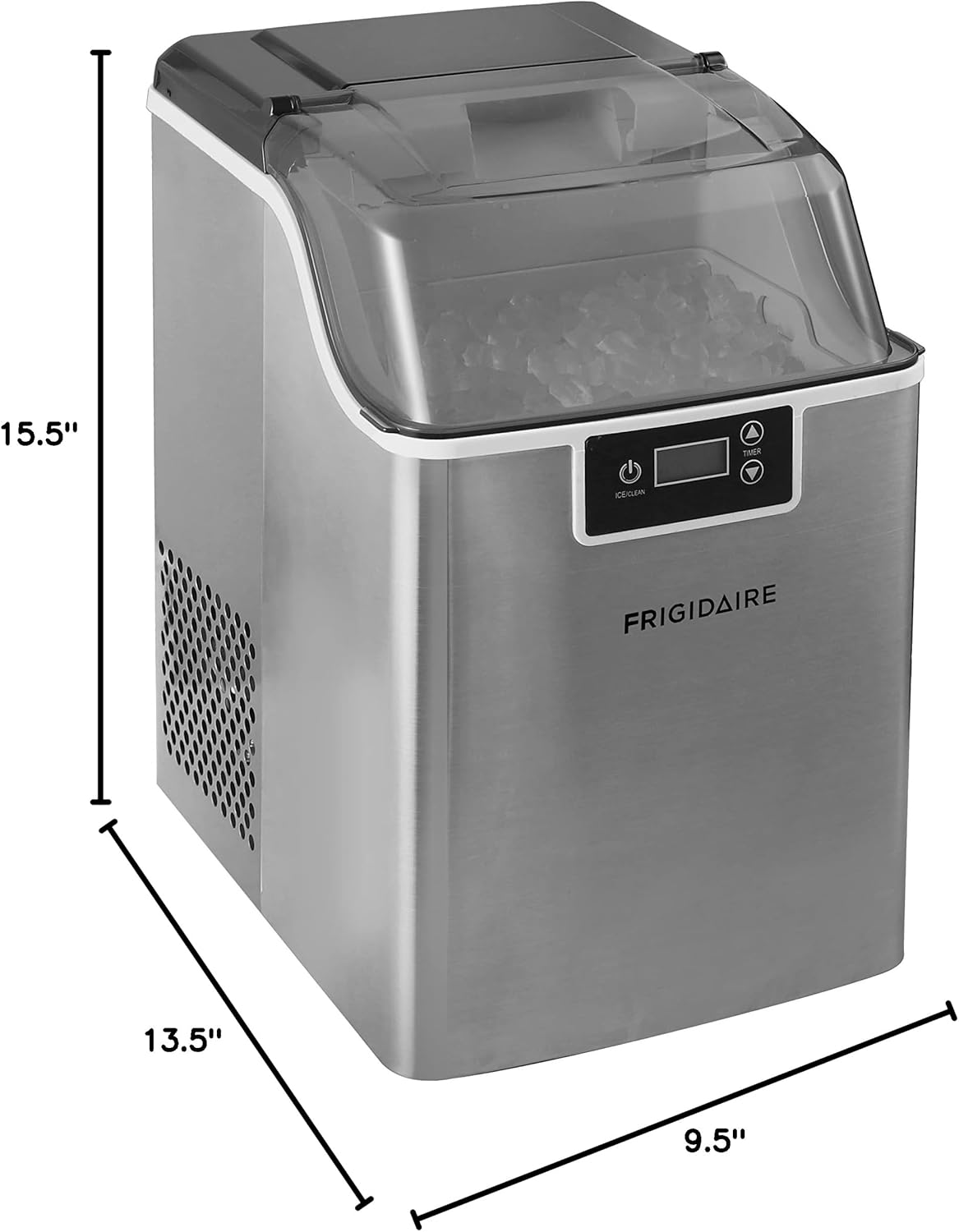 Frigidaire Countertop Crunchy Chewable Nugget Ice Maker V2, 44lbs per Day, Stainless Steel