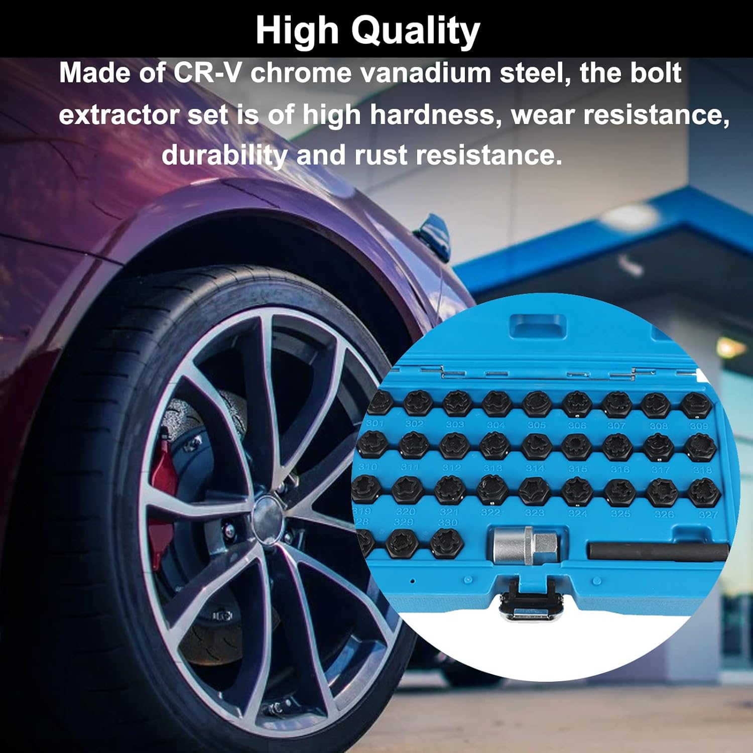 32PCS Automotive Wheel Locks Lug Nuts Socket Set Compatible for Mercedes Benz, Wheel Locks for Cars Key Stripped Remover Torx Bit Set Wheel Anti-Theft Screws Tool Bolt Extractor Set