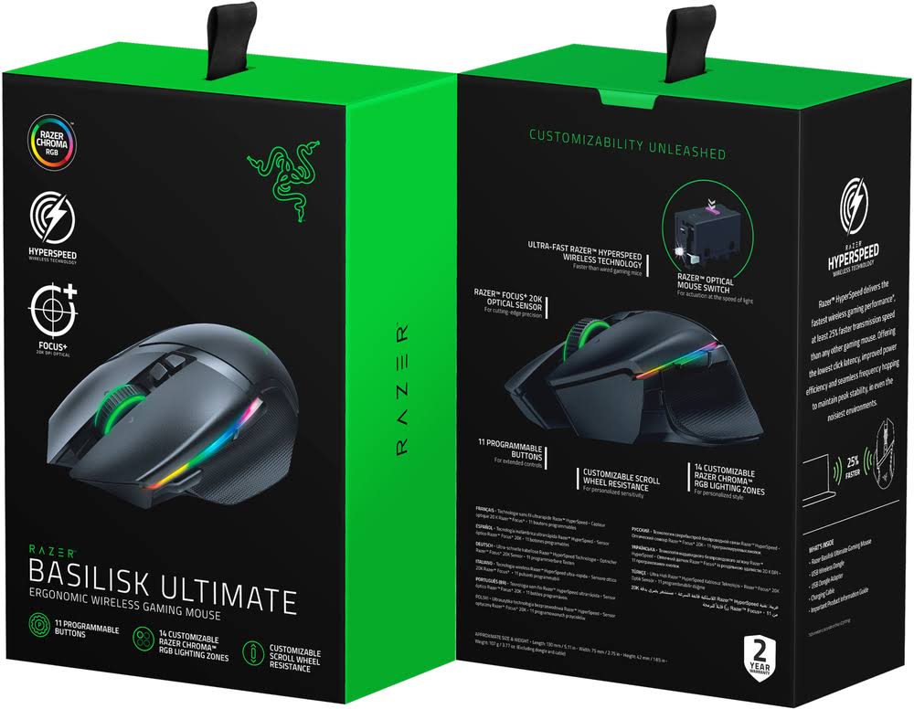 Razer - Basilisk Ultimate Wireless Optical Gaming Mouse - Black