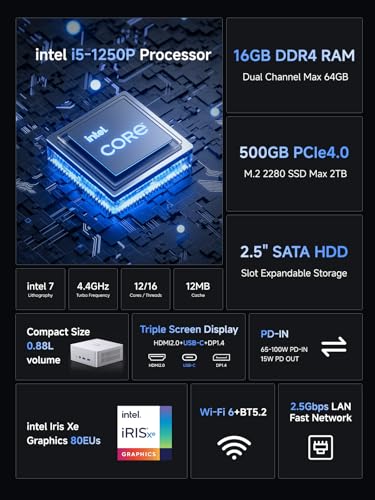 MINISFORUM UM880 Plus Mini PC AMD Ryzen 7 8845HS(8C/16T, up to 5.1GHz), 32GB DDR5 1TB PCIe4.0 SSD, HDMI+DP+USB4 Triple Outputs, OCuLink Port, 2.5G LAN, 5x USB Port, Radeon 780M Graphics Micro Computer