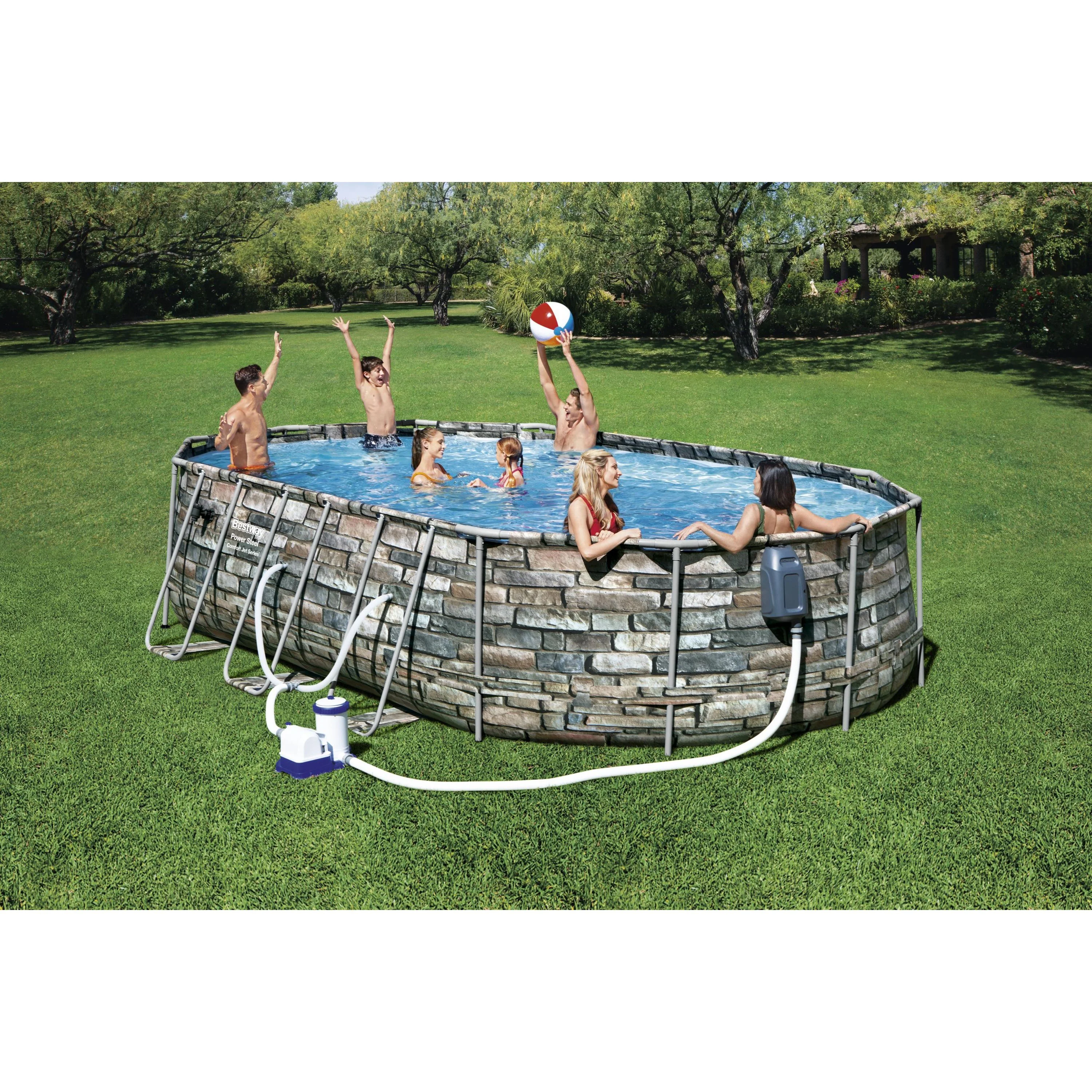 Bestway - Power Steel Comfort Jet Series 20' x 12' x 48" Oval Above-Ground Pool Set