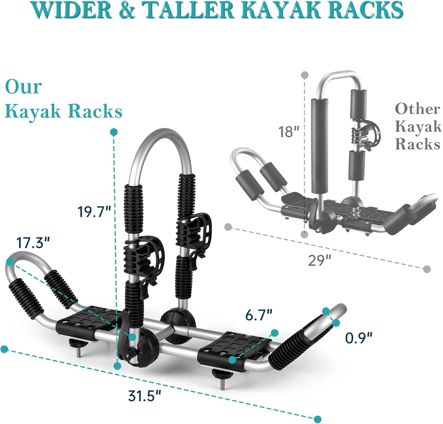 Bilateral Kayak Roof Rack 4-in-1 Car Roof Carrier Rack, Folding J Bar for 2 Kayaks, Canoe, Surfboard, SUP on Rooftop Mount on SUV, Car and Truck Crossbar