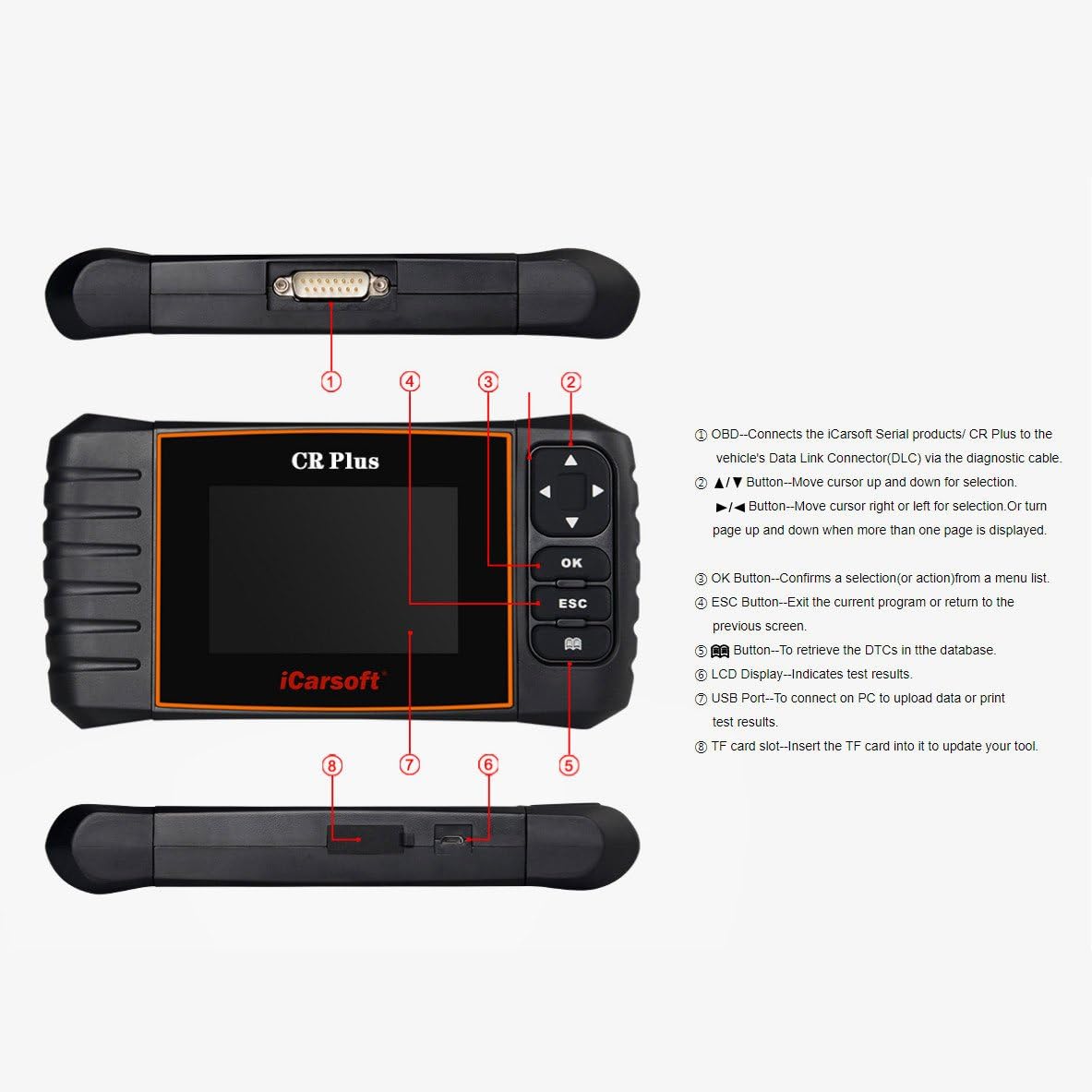 iCarsoft CR Plus NEW VERSION professional universal OBD2 diagnostic scanner for multi brand vehicles