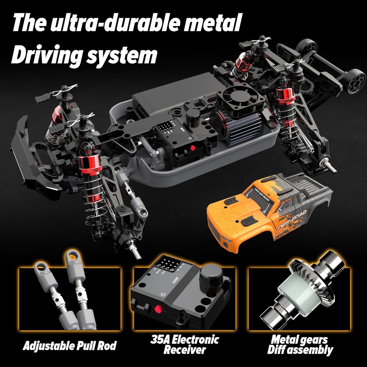 Hosim 1:16 55+KMH 4WD Fast Remote Control Truck 1:10 Scale 60+KMH Brushless Rc Cars for Adults Boys