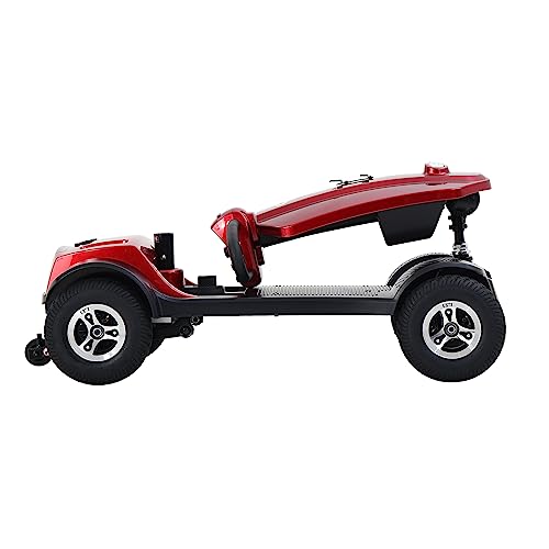 Outdoor Compact Mobility Scooter with Front & Back Light, Foldable Electric Powered Mobile Wheelchair for Seniors, Adults, Collapsible & Compact 4 Wheel Mobility Scooter for Travel with Family,