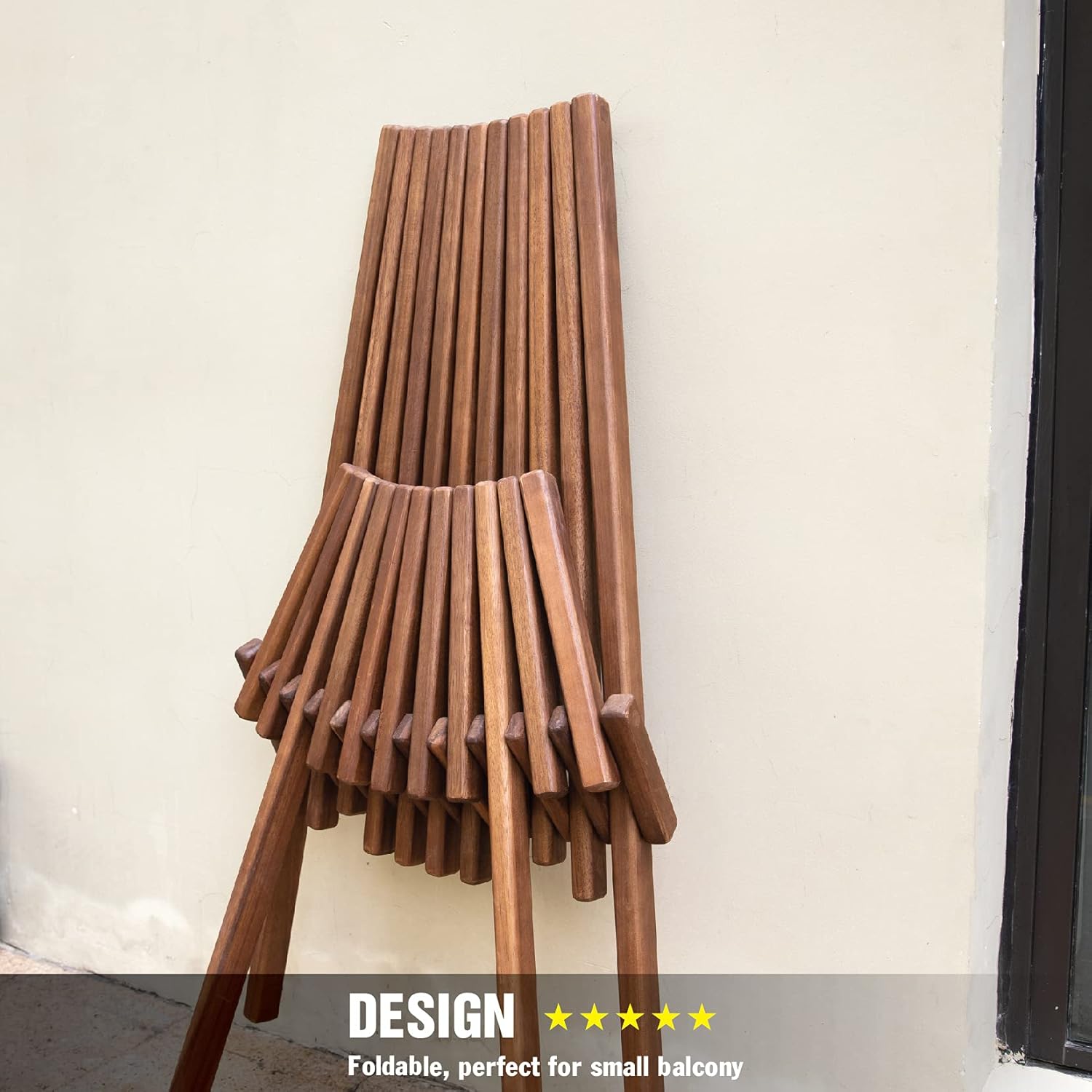 Melino Folding Wooden Outdoor Chairs - Low Profile, Acacia Wood Outdoor Lounge Chair, Stylish Wooden Folding Chair, Cinnamon - Great Wooden Patio Chair, Acacia Wooden Folding Chair for Your Home