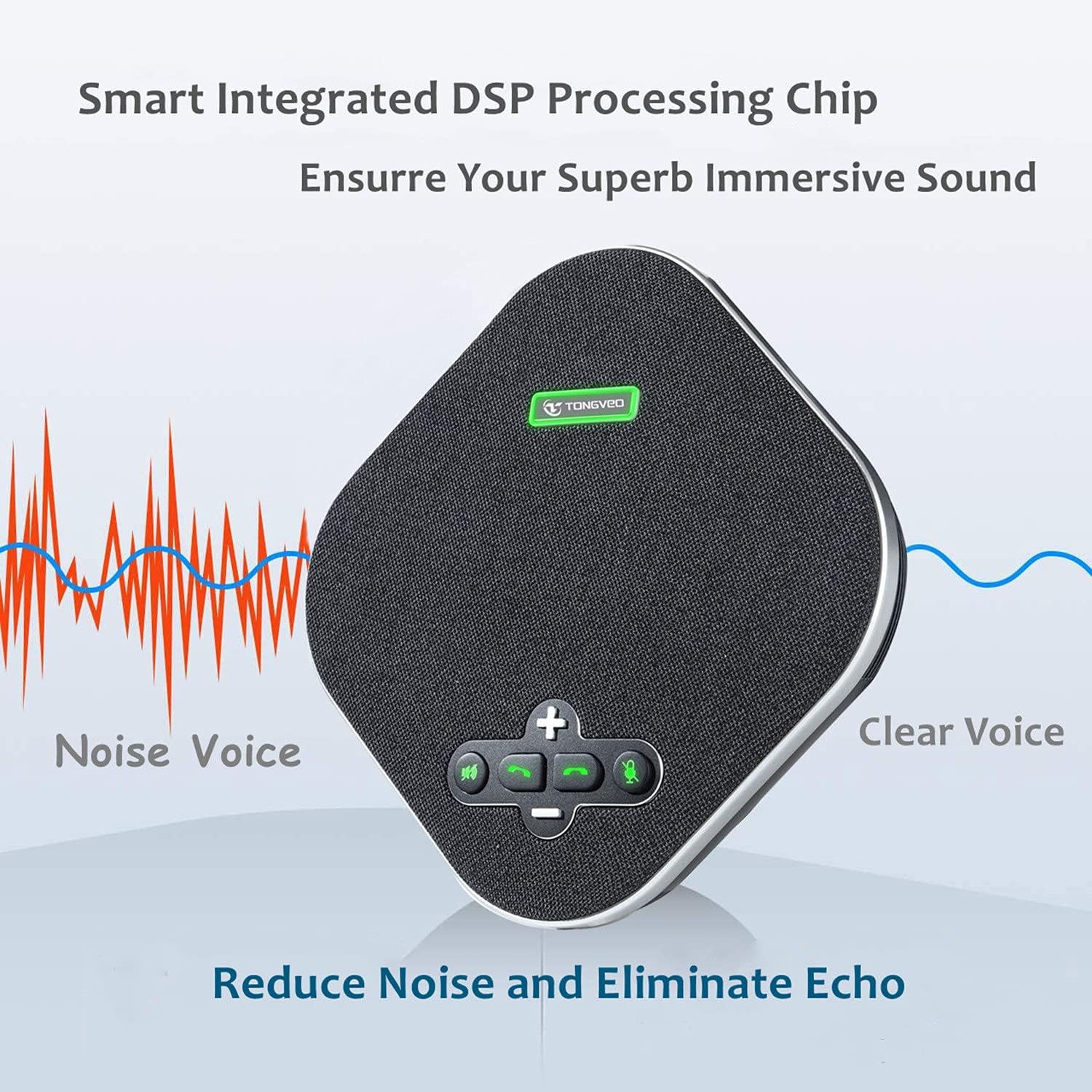 TONGVEO USB Speakerphone Conference Microphone,M3 Conference Speaker Built-in Full Duplex 360°Voice Pickup 4 AI Microphones Noise Cancellation Mics for Video Conference,Gaming,Chatting,Skype…