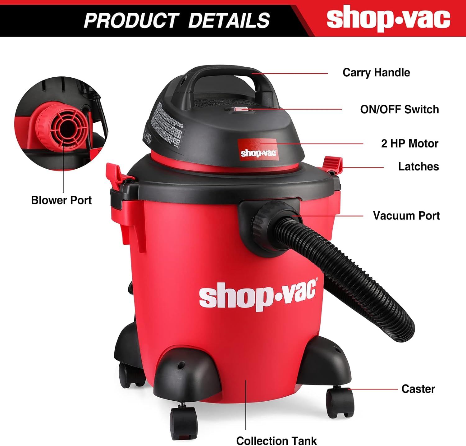 Shop-Vac 5 Gallon 2.0 Peak HP Wet/Dry Vacuum 2PC Car Cleaning Kit