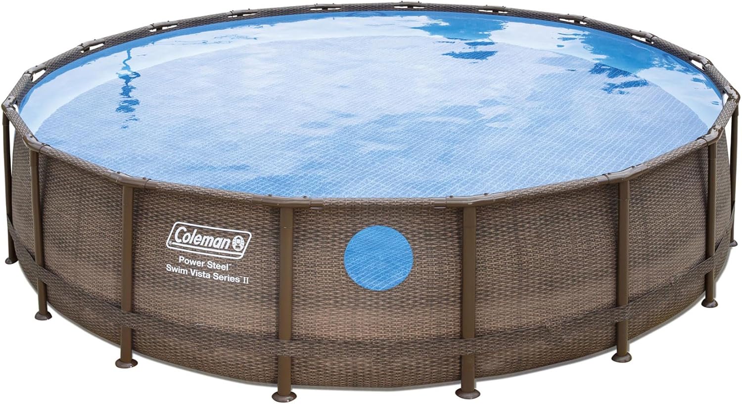 Coleman Round Durable Power Steel Frame Swim Vista Series II 18' x 48" Above Ground Outdoor Swimming Pool Set with Filter Pump and Ladder, Brown