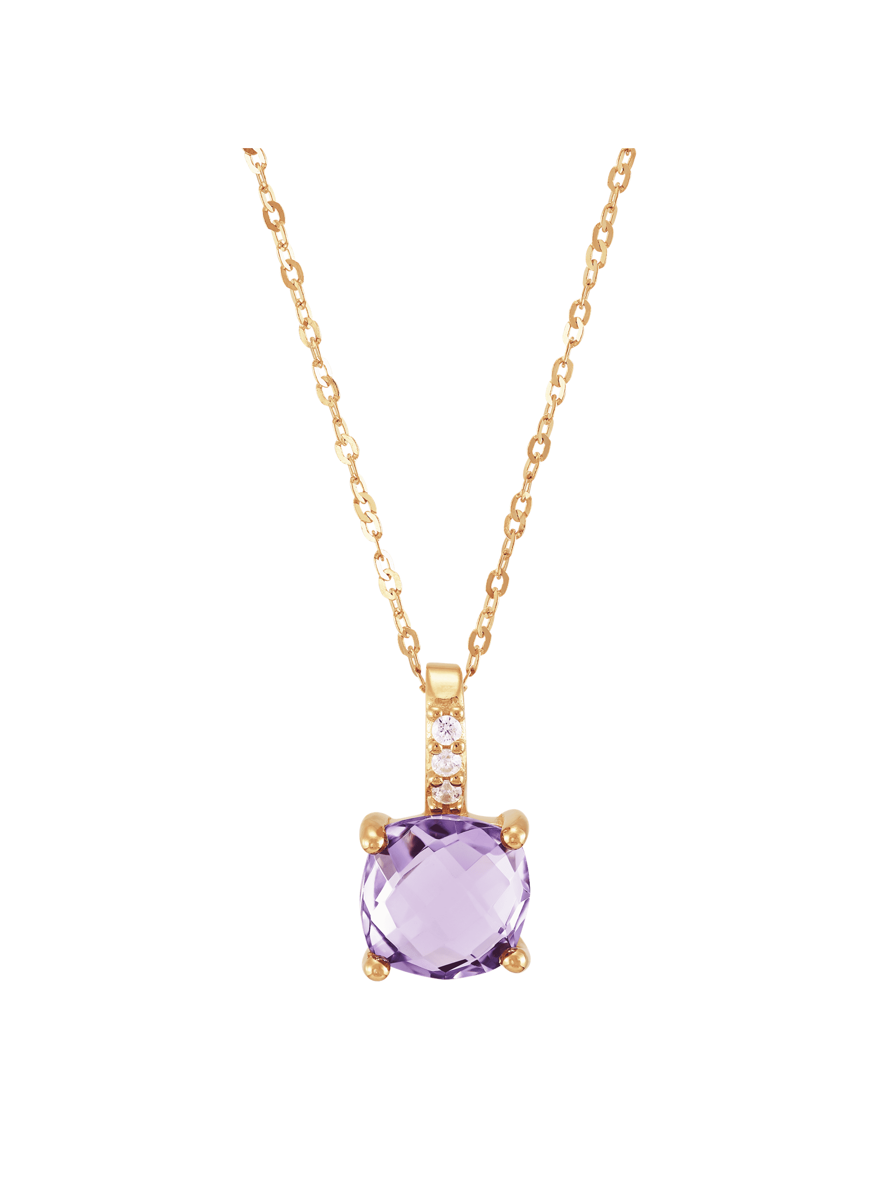 Women's Welry Amethyst and Cubic Zirconia Pendant Necklace in 14kt Yellow Gold, 18"