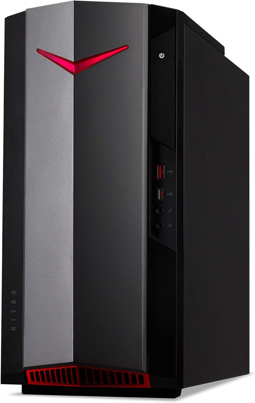 Acer Nitro 50 N50-640-UR12 Gaming Desktop | 12th Gen Intel Core i5-12400F 6-Core Processor | NVIDIA GeForce RTX 3060 | 16GB 3200MHz DDR4 | 512GB SSD | 1TB HDD | Intel Wi-Fi 6E AX211 | Windows 11 Home