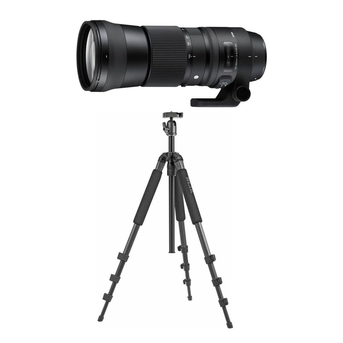 Sigma 150-600mm F5-6.3 DG Os HSM Contemporary Lens for Sigma Dslr Cameras - with Slik Pro II 4-Section Aluminum Tripod with Ball