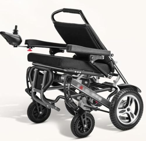 Intelligent Power Wheelchairs Foldable Electric Wheelchairs for Adults 360° Joystick Control -12.4 mi Cruise Range-All Terrain Electric Wheelchair Support 300lbs, Airline Approved (Silver)