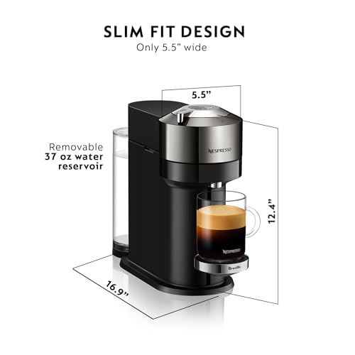 Nespresso Vertuo Next Coffee and Espresso Machine by Breville,1.1 liters, Dark Chrome