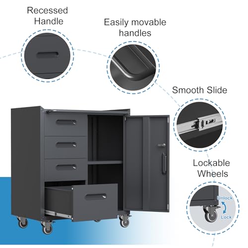 Garage Storage Cabinet Wall Cabinet with 2 Doors,Lockable Tool Cabinets Wall Mounted with Adjustale Shelves,Heavy Duty Steel Hanging Cabinets for Warehouse Kitchen Laundry,Assembly Required
