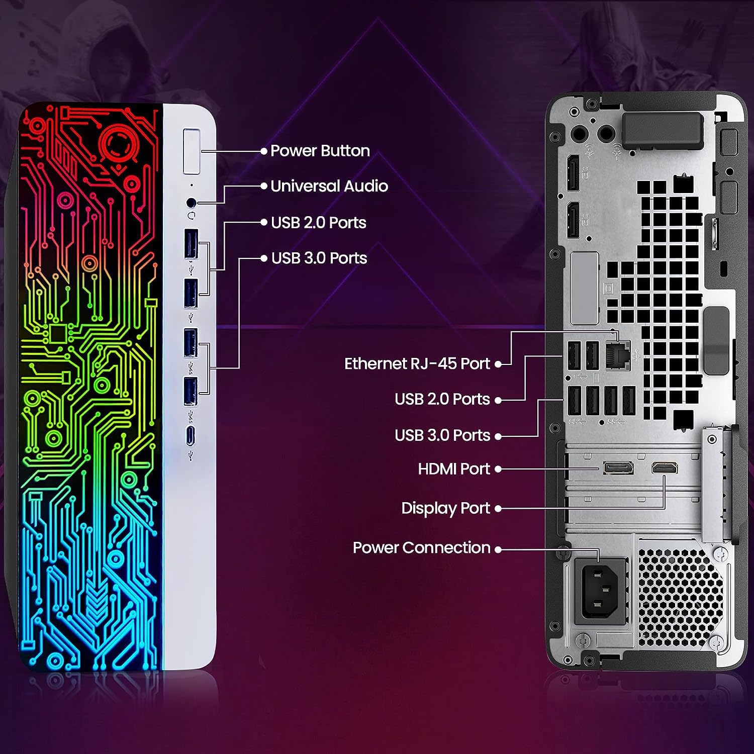 HP RGB Gaming PC Desktop - Intel Core i5-6th Gen | 16GB DDR4 Ram | 512GB SSD | Radeon RX-550 4GB DDR5 Graphics Card | Windows 10 Pro - Computer Tower for PC Gaming, PRODESK 600 G3 (Renewed)
