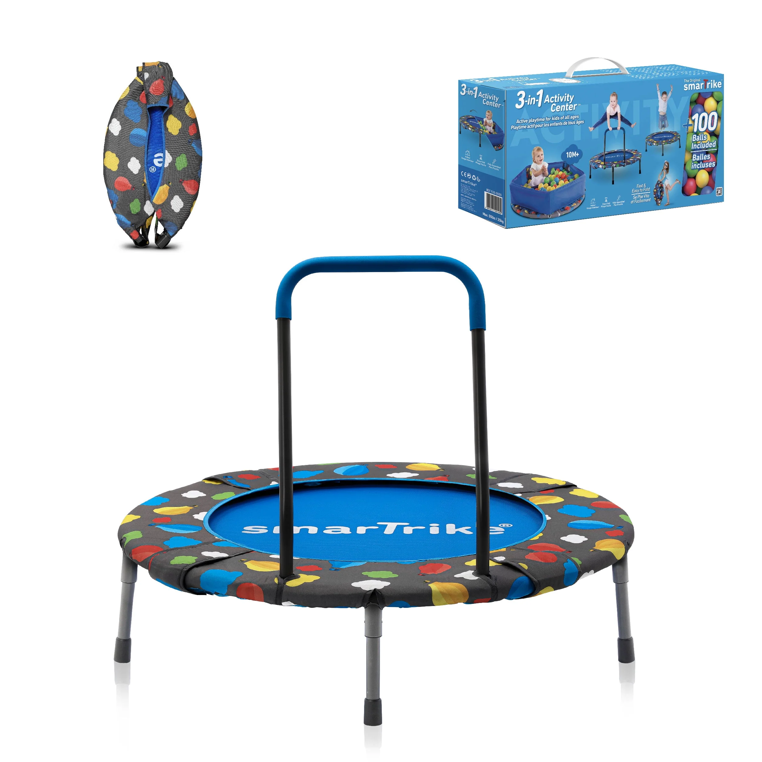 smarTrike 2-in-1 36-inch Indoor Folding Trampoline with Handlebar