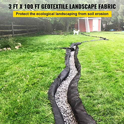 VEVOR Happybuy Premium Weed Barrier Fabric Heavy Duty 3.2OZ, Woven Weed Control Fabric, High Permeability Good for Flower Bed, Geotextile Fabric for Underlayment, Polyethylene Ground Cover