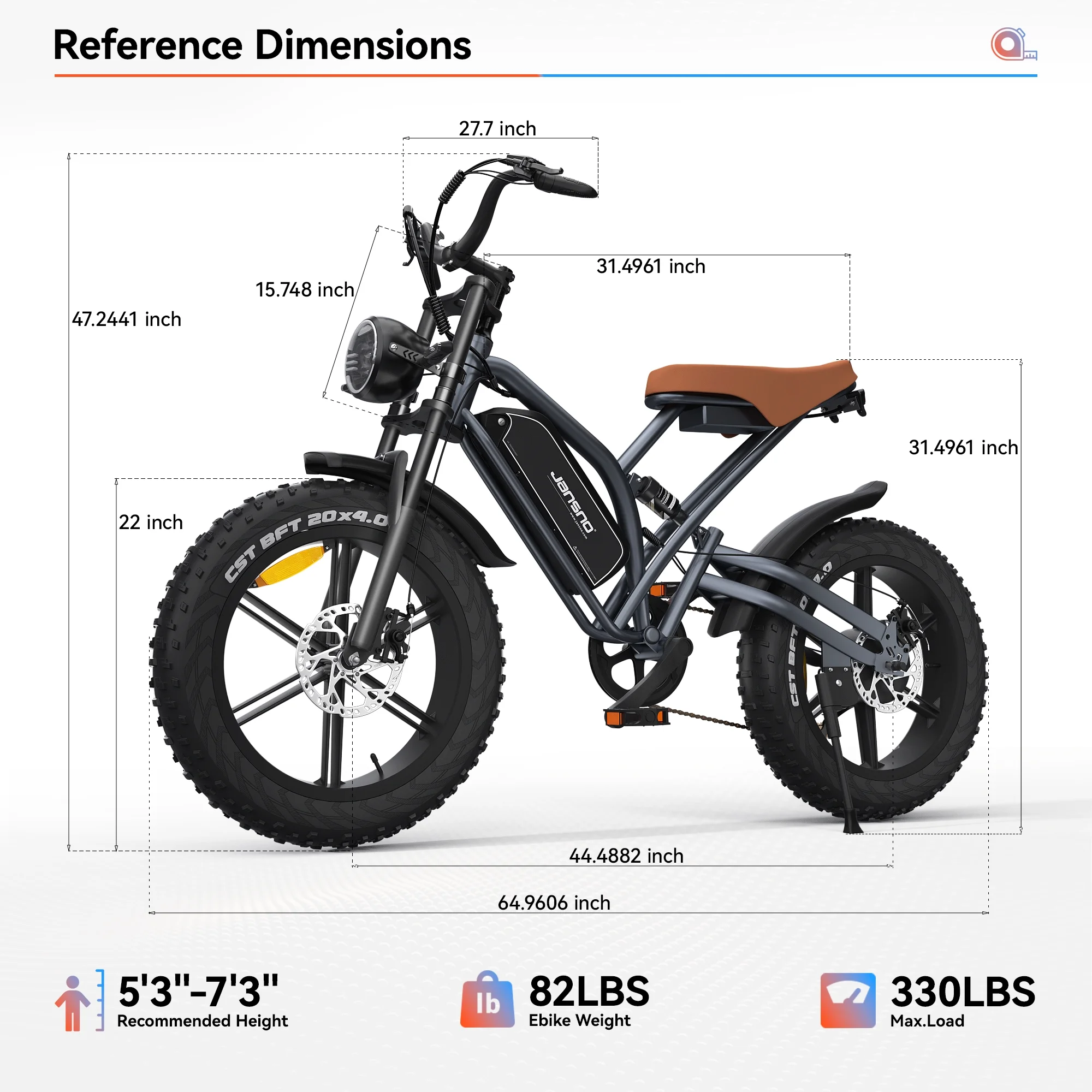 Arnahaishe 20" 4.0 Fat Tire Electric Bike for Adults, 750W Adults E Bike, 48V 14Ah Removable Li-Ion Battery, Professional 7-Speed, Electric Mountain Bicycle Beach Bike Snow Bike Ebike for Men