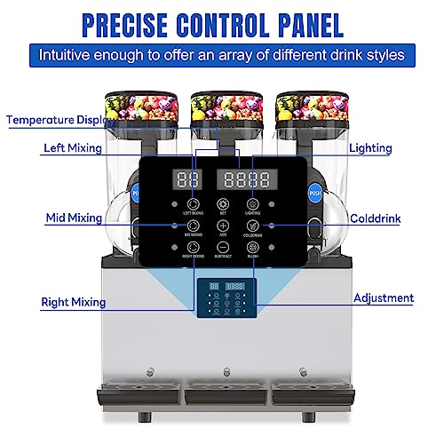 XPW Commercial Slushy Machine Commercial 110V Slushie Maker Machine 304 Stainless Steel Margarita Machines Quick Frozen Slush Machine for Bars Restaurants