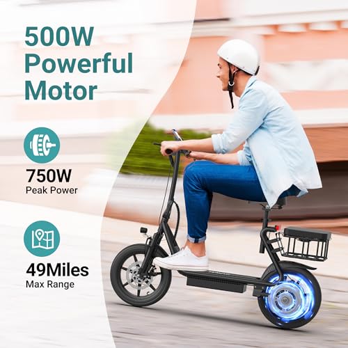 NAVIC Electric Scooter Adults,Max 19/22/27/49 Miles Ranges,Top Speed 19/22 mph,350/750W Peak Motor, Folding E-Scooter with Dual Braking Dual Suspension