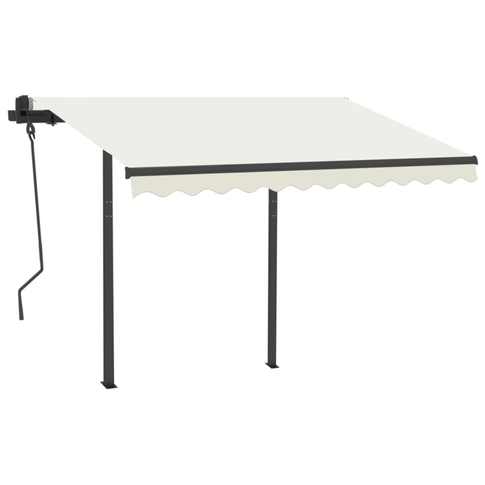 moobody Manual Retractable Awning with Posts Outdoor Canopy Sunshade Shelter Cream for Patio, Balcony, Backyard, Garden, Deck 118.1 x 98.4 Inches (W x H)