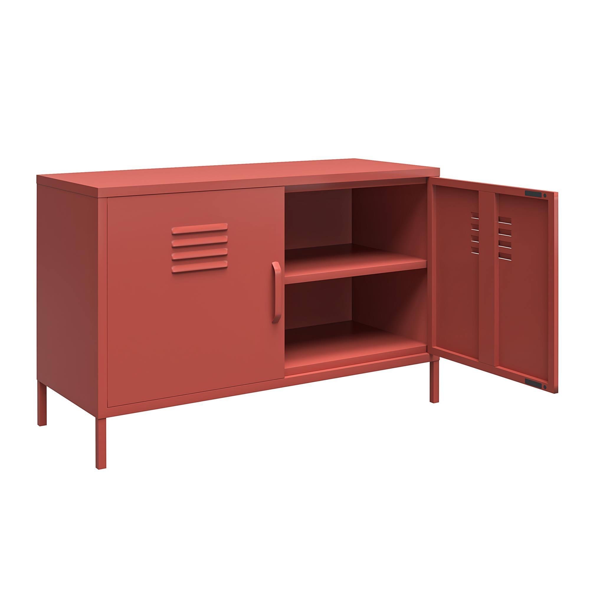 RealRooms Shadwick 2 Door Metal Locker Accent Cabinet, Terracotta